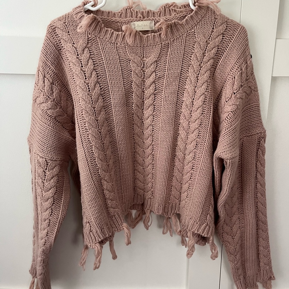 Altar'd State Dusty Pink Cable Knit Sweater